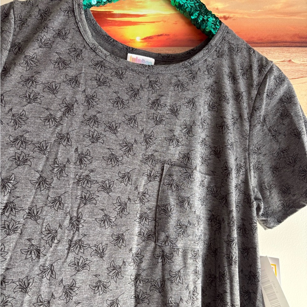 Lularoe grey flower pattern Carly dress nwt S swing dress